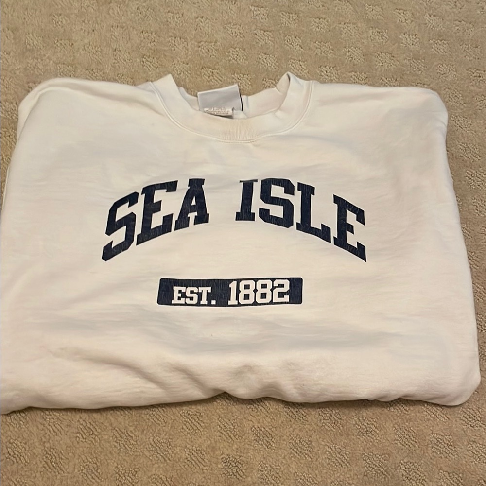 Champion White Sweatshirt with Navy Print